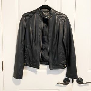 Cole Haan Leather Moto Racer Jacket